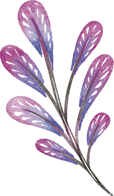 Watercolor Batik Purple Leaves